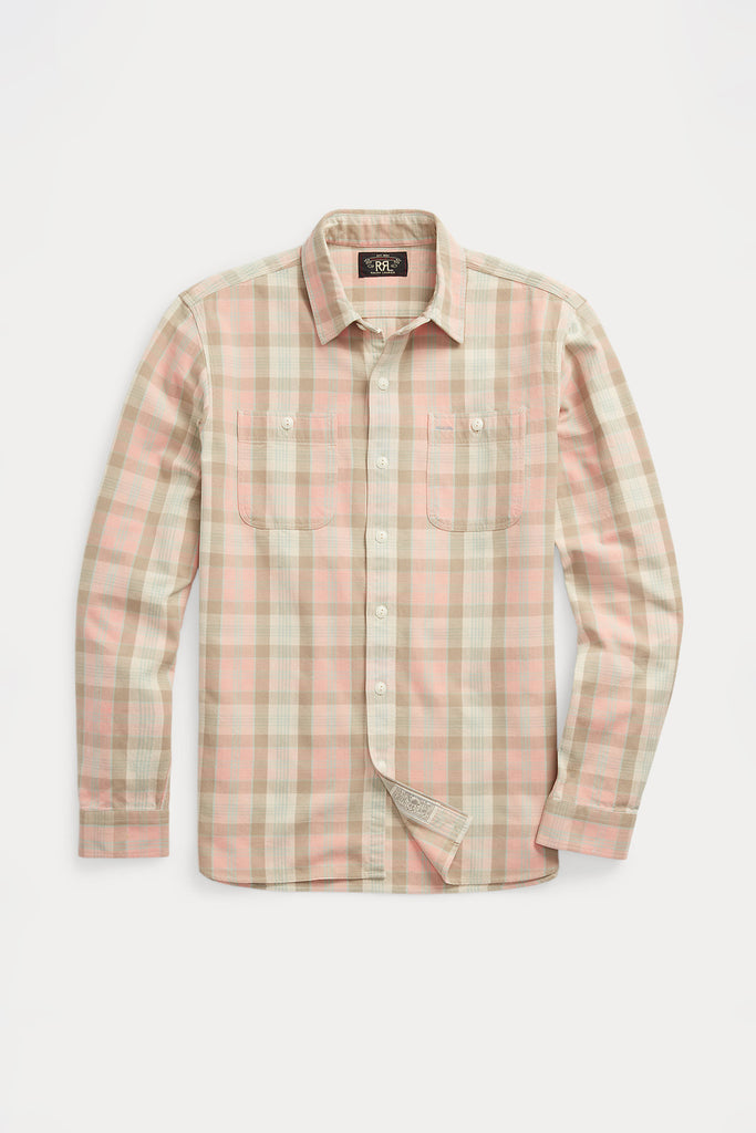 RRL Cotton/Canvas Plaid Workshirt | Yellow | Canoe Club