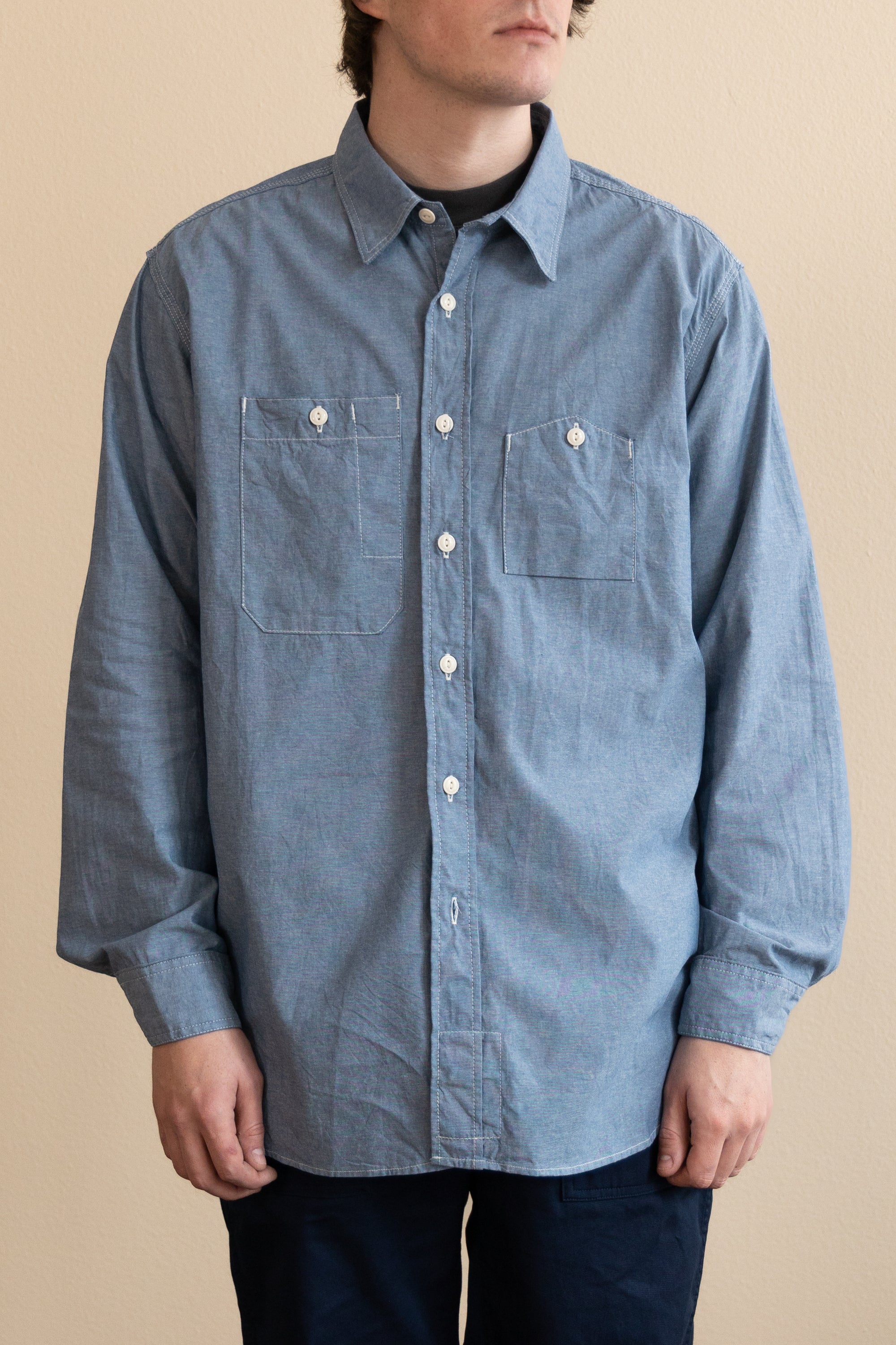 Engineered Garments Work Shirt | Lt Blue Cotton Chambray | Canoe Club