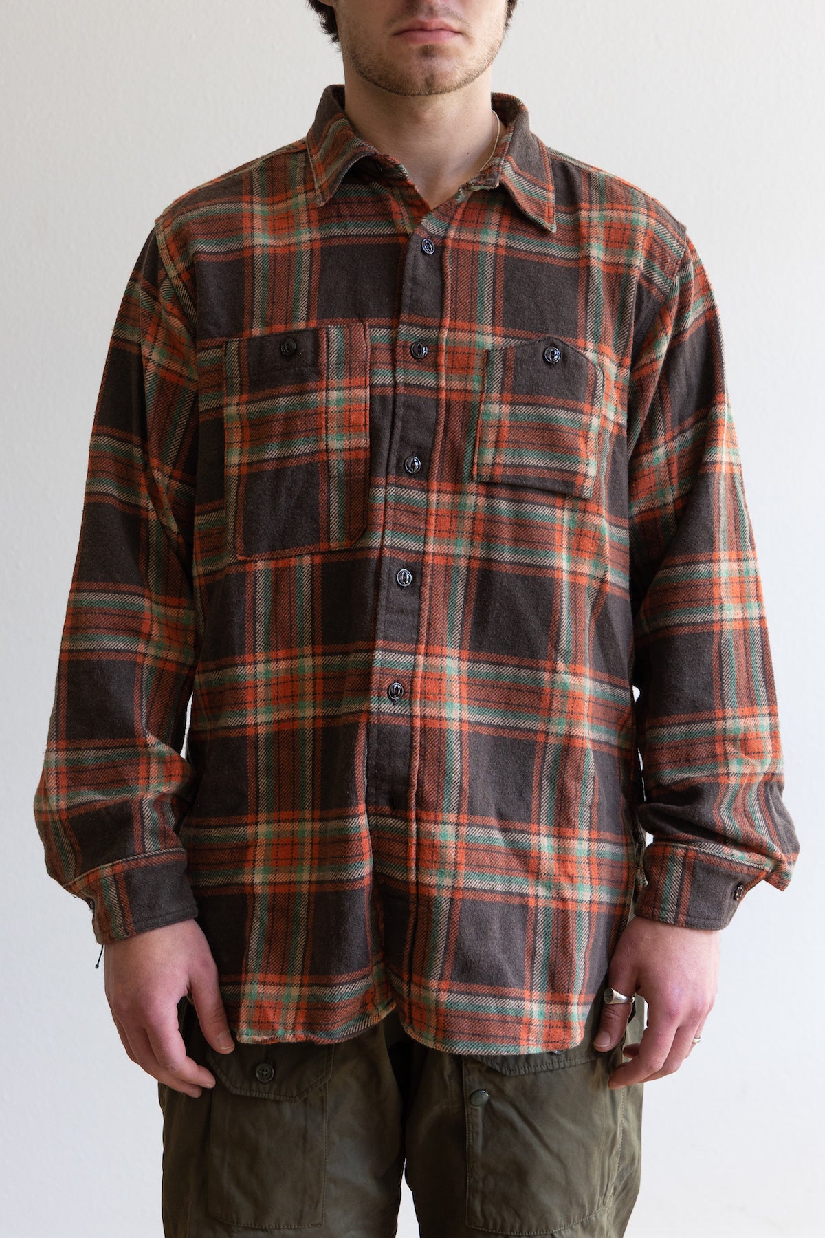 Engineered Garments Work Shirt | Brown/Orange Big Plaid Heavy