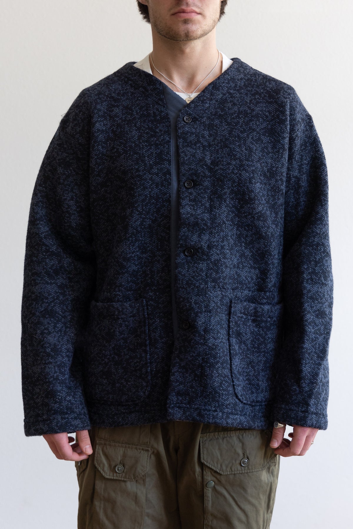 Engineered Garments Knit Cardigan | Heather Navy | Canoe Club