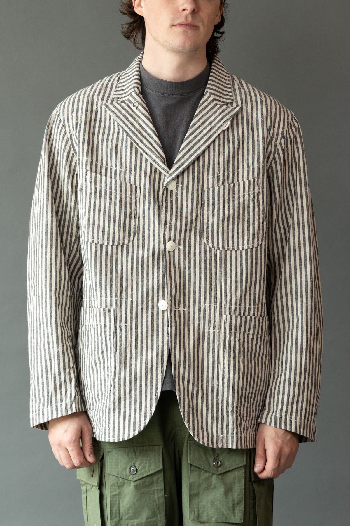 Engineered Garments Bedford Jacket | Natural/Black LC Stripe
