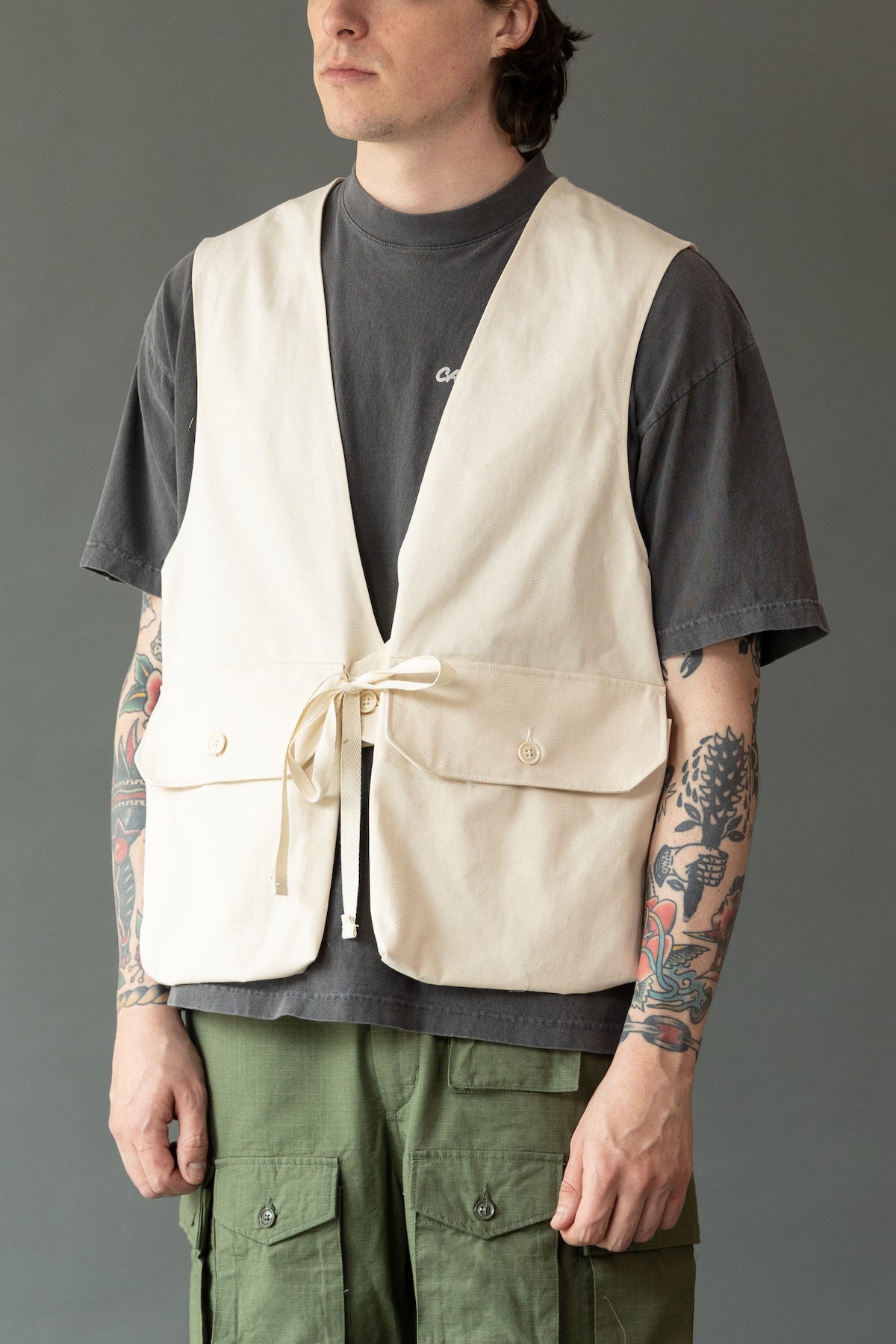 Engineered Garments Fowl Vest | Natural 6.5oz Flat Twill | Canoe Club