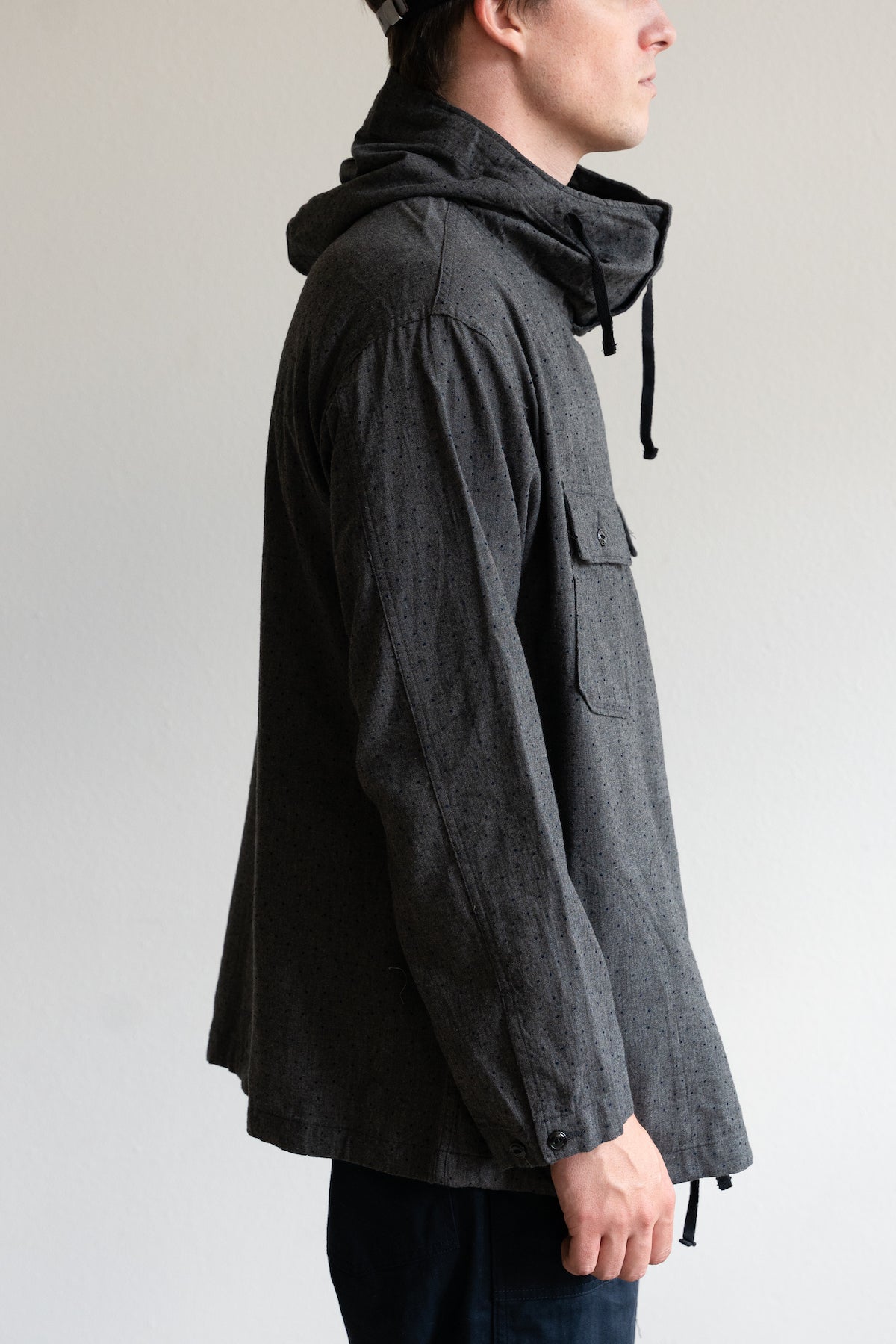 Engineered Garments Cagoule Shirt | Grey/Navy Polka Dot Flannel