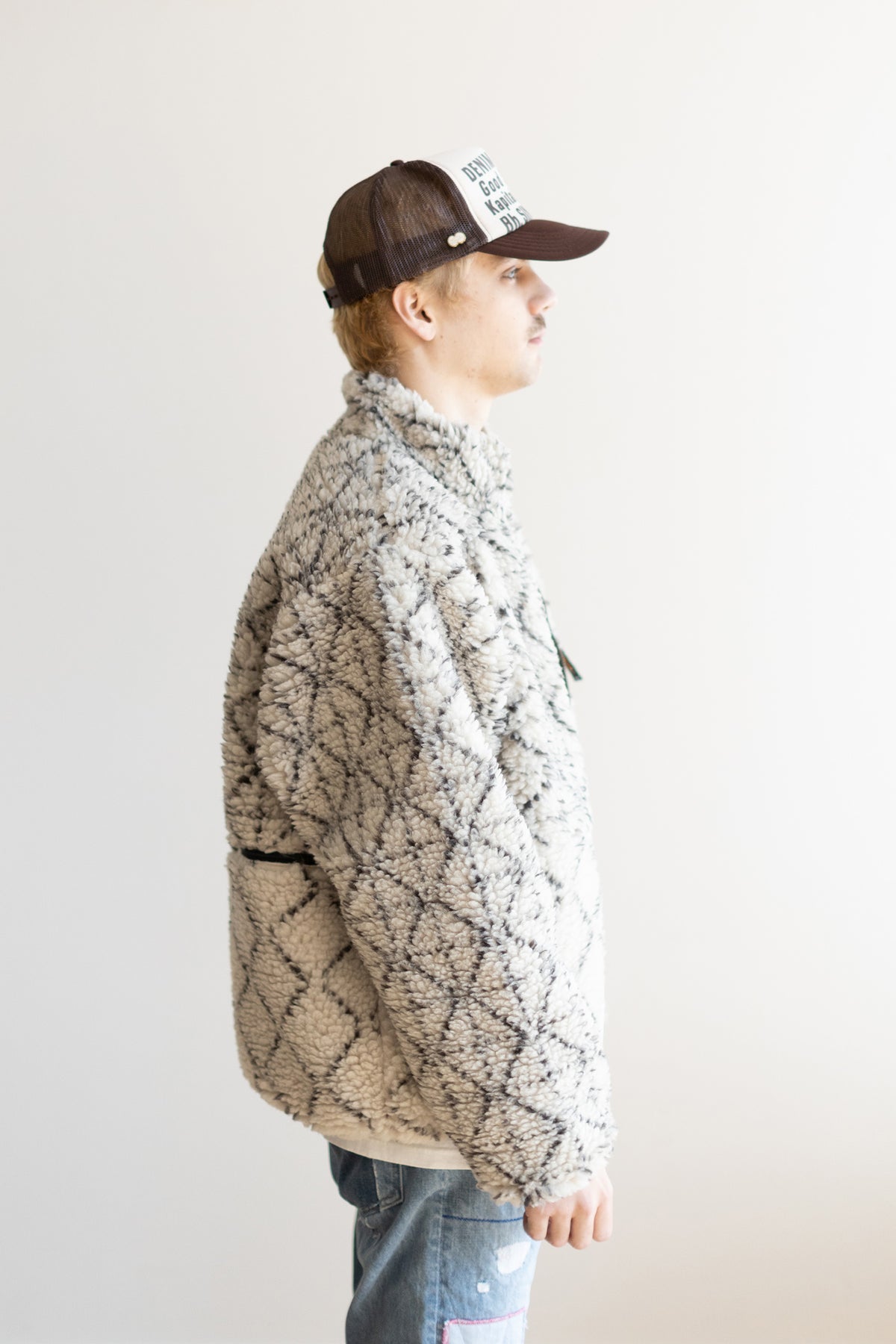 Kapital DO-GI SASHIKO BOA Fleece Reversible Blouson | Ecru | Canoe