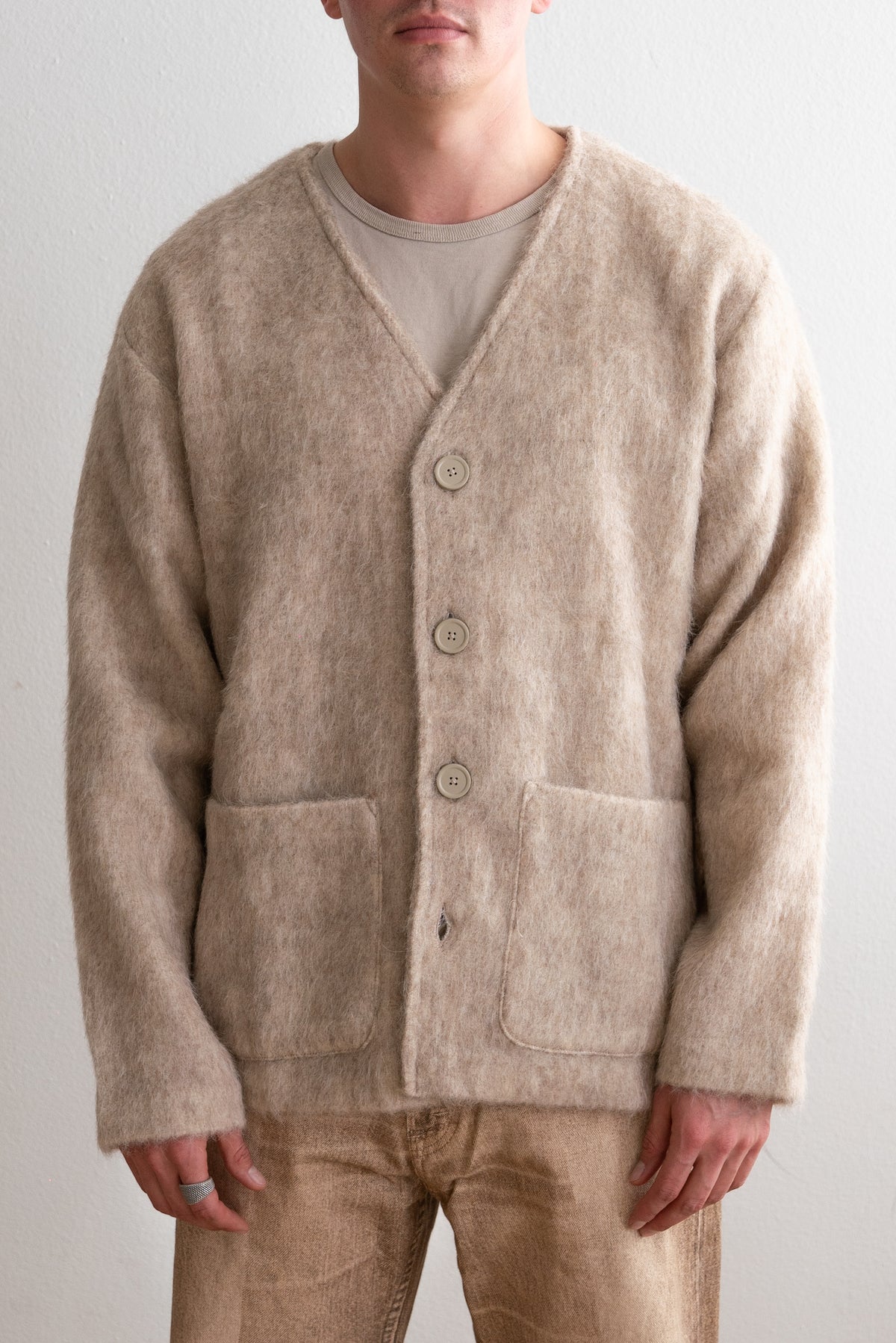 OUR LEGACY CARDIGAN ANTIQUE WHITE MOHAIR