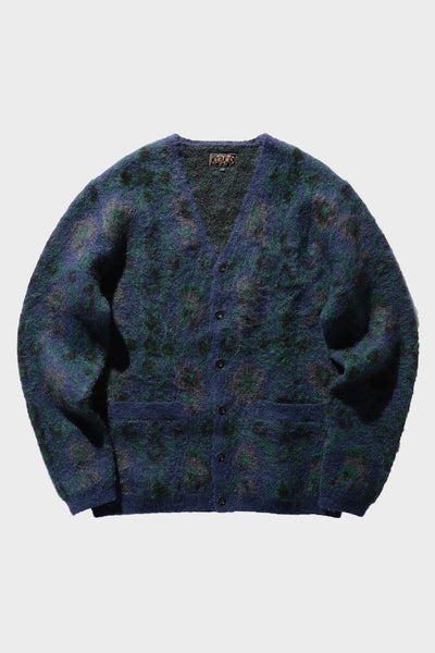 Beams Plus Cardigan Botanical Jacquard | Navy | Canoe Club