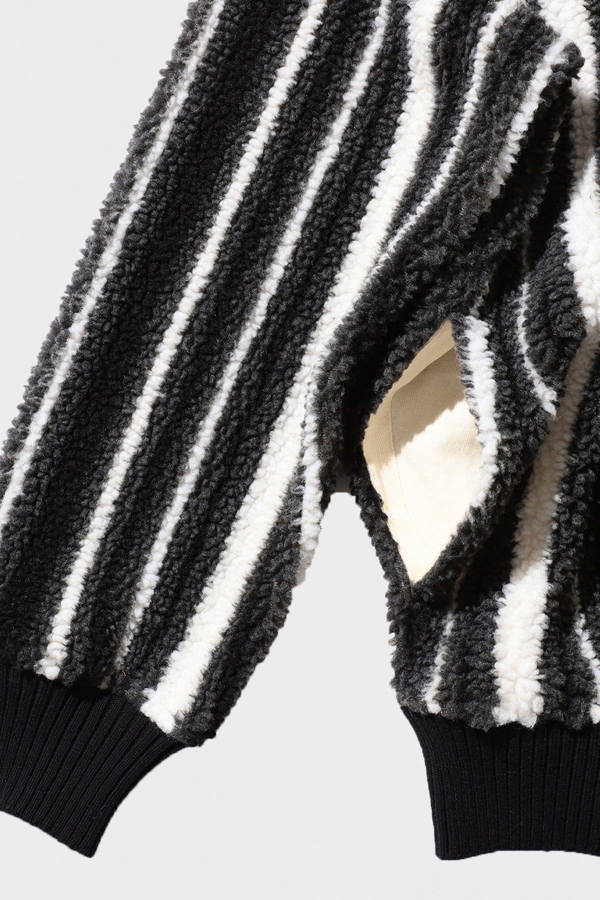 Fleece Cardigan Stripe - Black