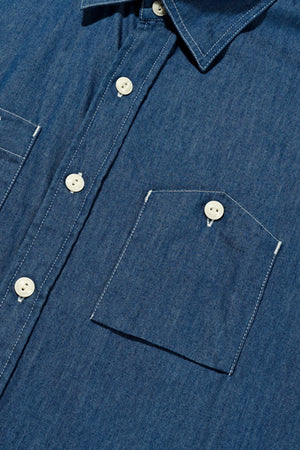 Engineered Garments Work Shirt | Blue Cotton Denim Shirting