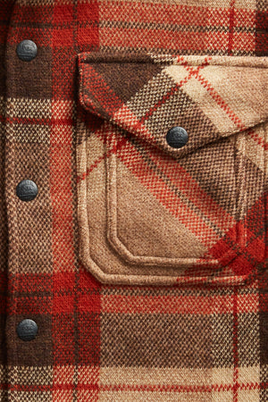 RRL Plaid Wool Workshirt Sweater | Orange Tan Multi | Canoe Club