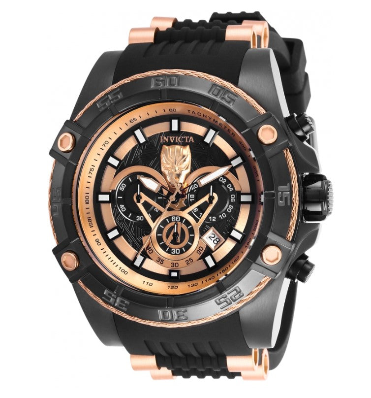 Invicta Marvel Black Panther Mens 52mm Rose Gold Limited Chronograph Watch