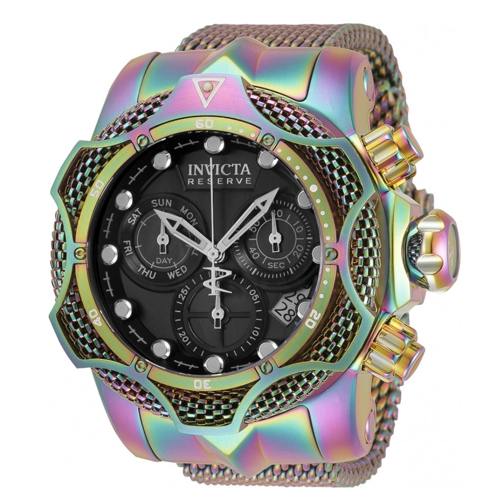 Invicta Reserve Venom Rainbow Iridescent Mens 52mm Mesh Swiss