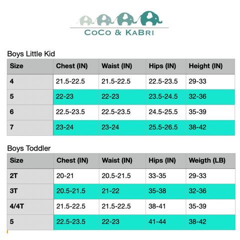 UA Kids Size Chart