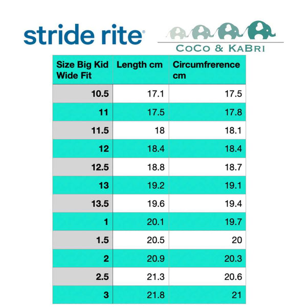 Striderite Shoe Size Chart