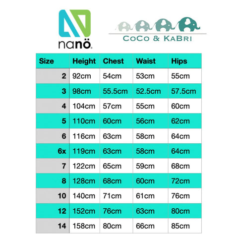 Nano Childrens Size Chart