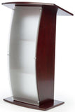Wood with Acrylic Pulpit Curved Sides, Frosted Front Panel-Mahogany