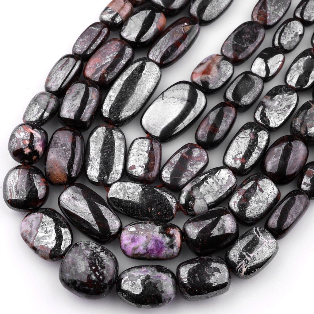 Real Genuine Natural Sugilite Rounded Rectangle Tube Beads From South Africa Richteriste Bustamite 15.5" Strand