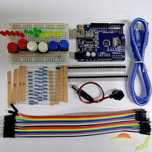 ATmega328P Starter Kit w/ LEDs Switches Resistors Cables Jumpers & Breadboard - Envistia Mall