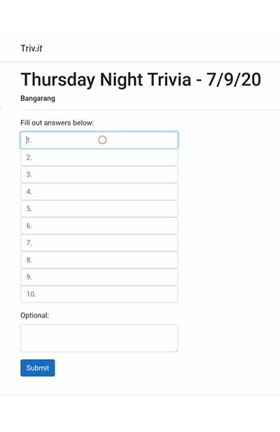 Gif of team answers usage on Triv.it - Triv.it online trivia app, free with subscription to our bar trivia packets. Become a better quizmaster with Triv.it today!