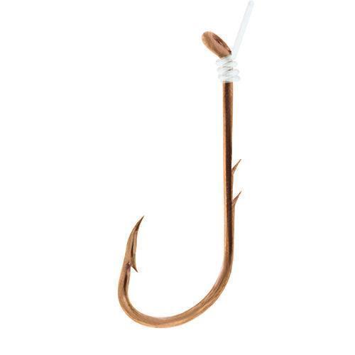 Eagle Claw 032H Plain Shank Snelled Hook - Size 1