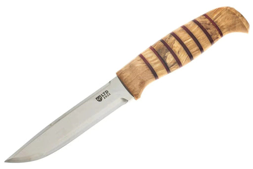 Helle Norway Harmoni Curly Birch & Walnut Fixed Blade Knife - Red