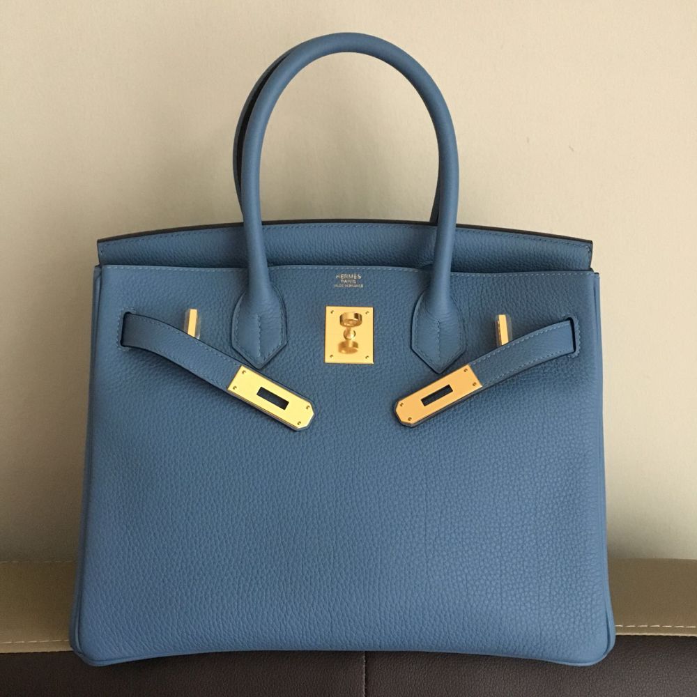 Hermès Birkin 30 Bleu Azur Togo Gold 