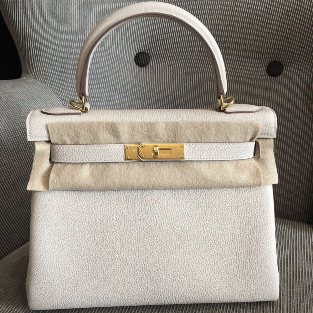 Hermes Kelly 28 Retourne Craie Togo Gold Hardware #A - Vendome Monte Carlo