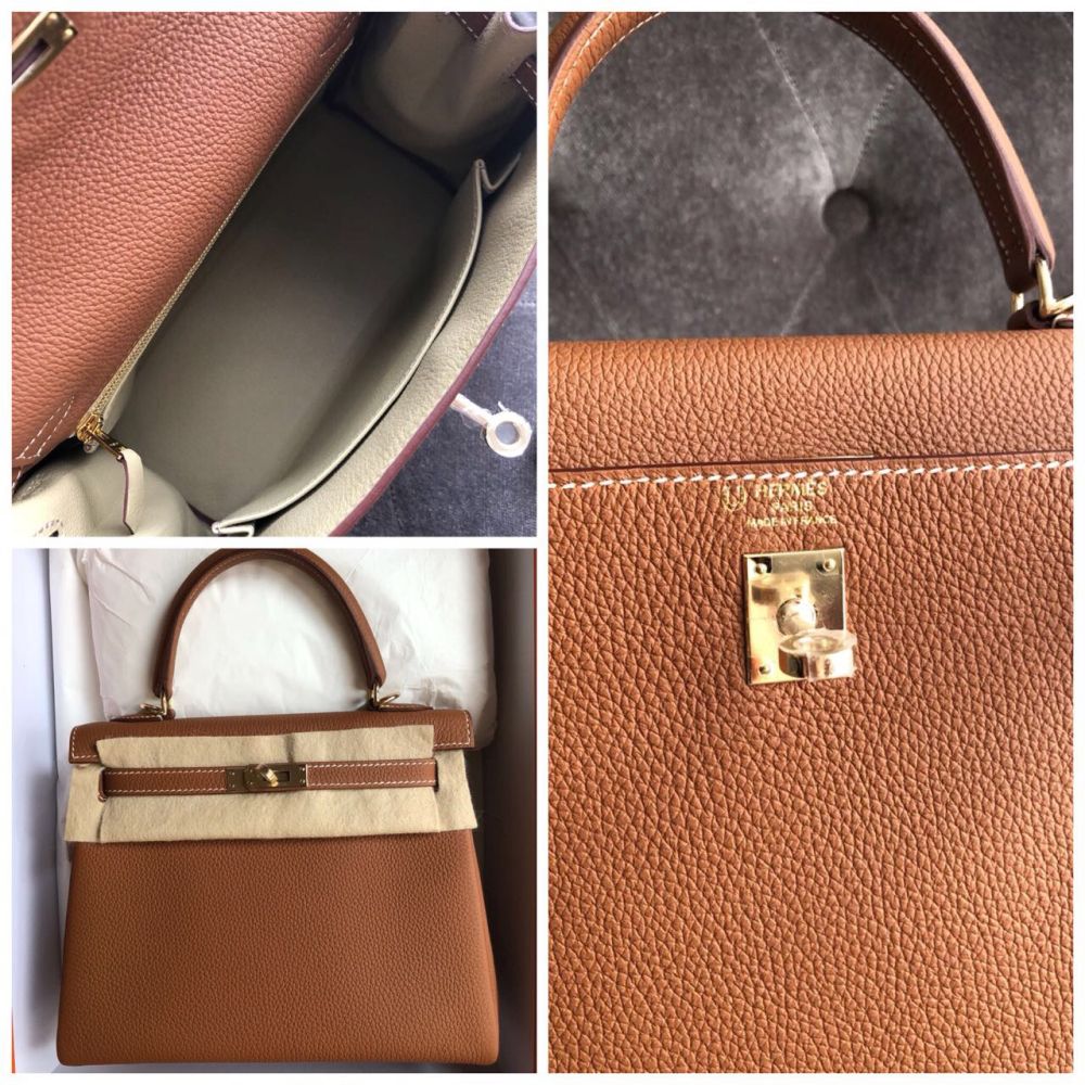 Hermès Kelly HSS 25 Gold/Trench Togo 