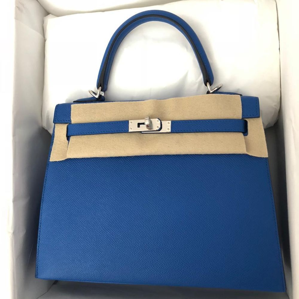 Hermès Kelly 25 Bleu Zellige Sellier Epsom Palladium Hardware PHW – The ...