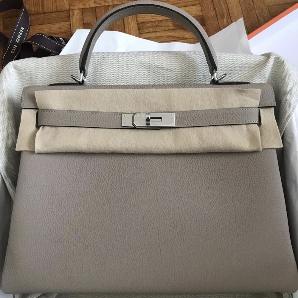 Hermes Kelly 28 Retourné Gris Tourterelle Togo Gold Hardware #C - Vendome  Monte Carlo