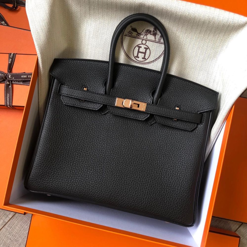 hermes birkin 25 black rose gold