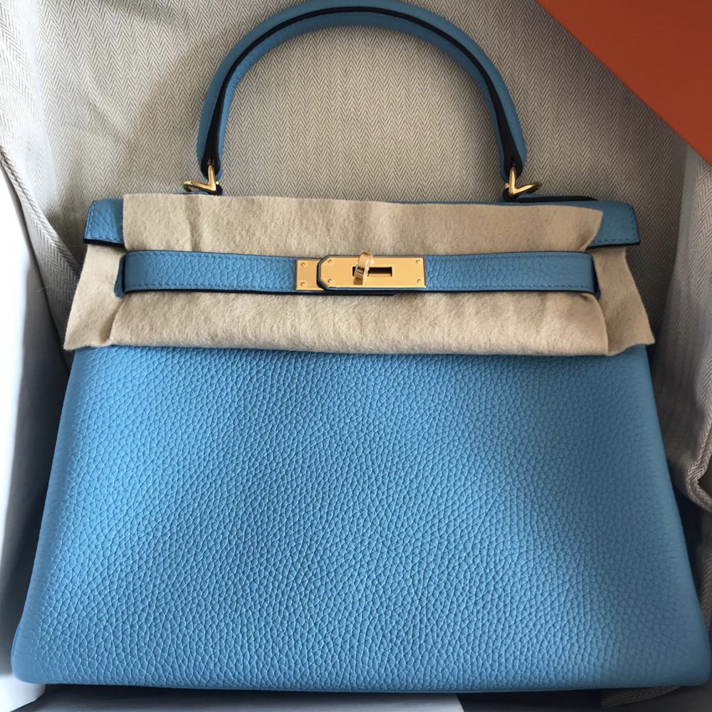 Hermès Kelly 28 Bleu du Nord Taurillon 