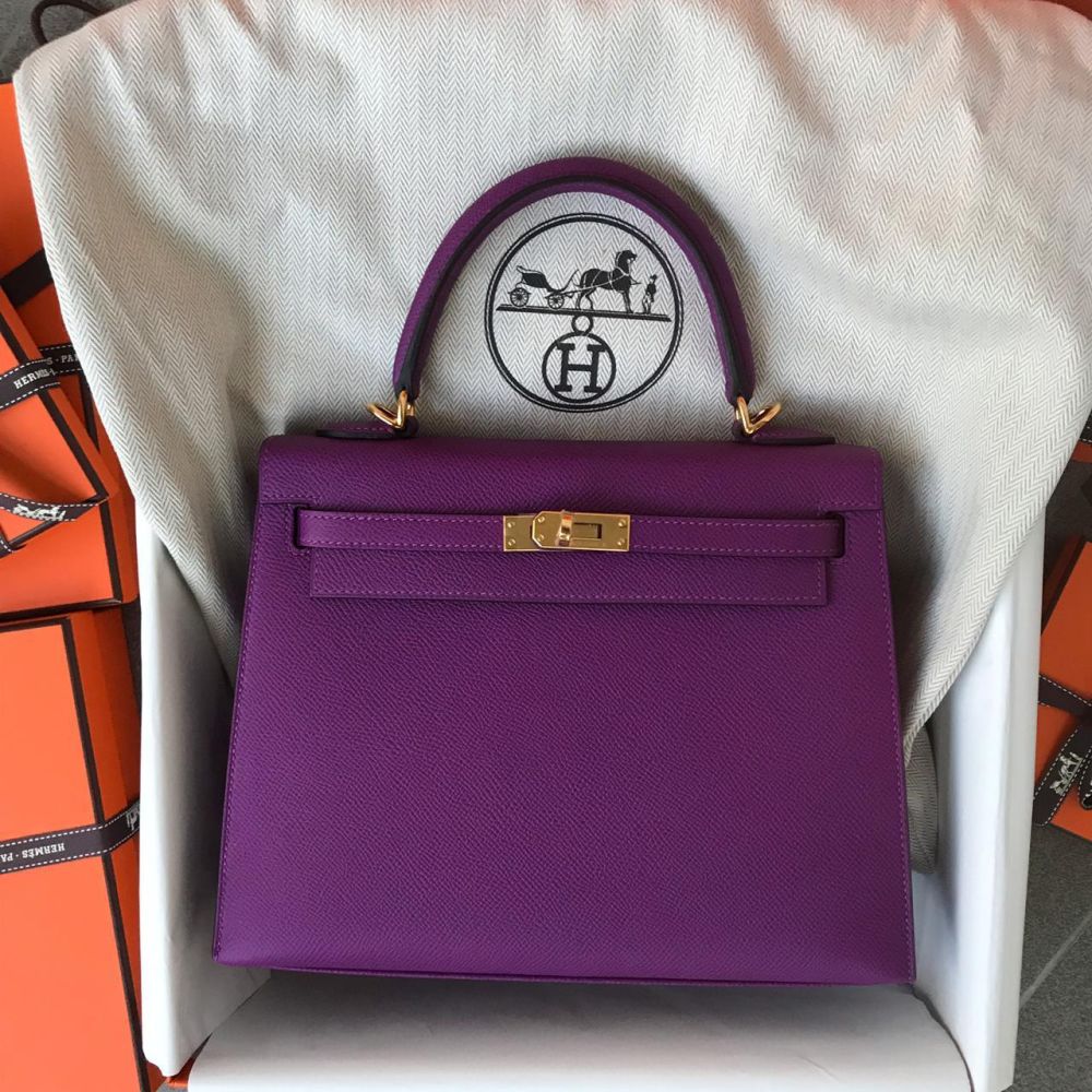 Hermès Kelly 25 Anemone Epsom Gold Hardware GHW — The French Hunter