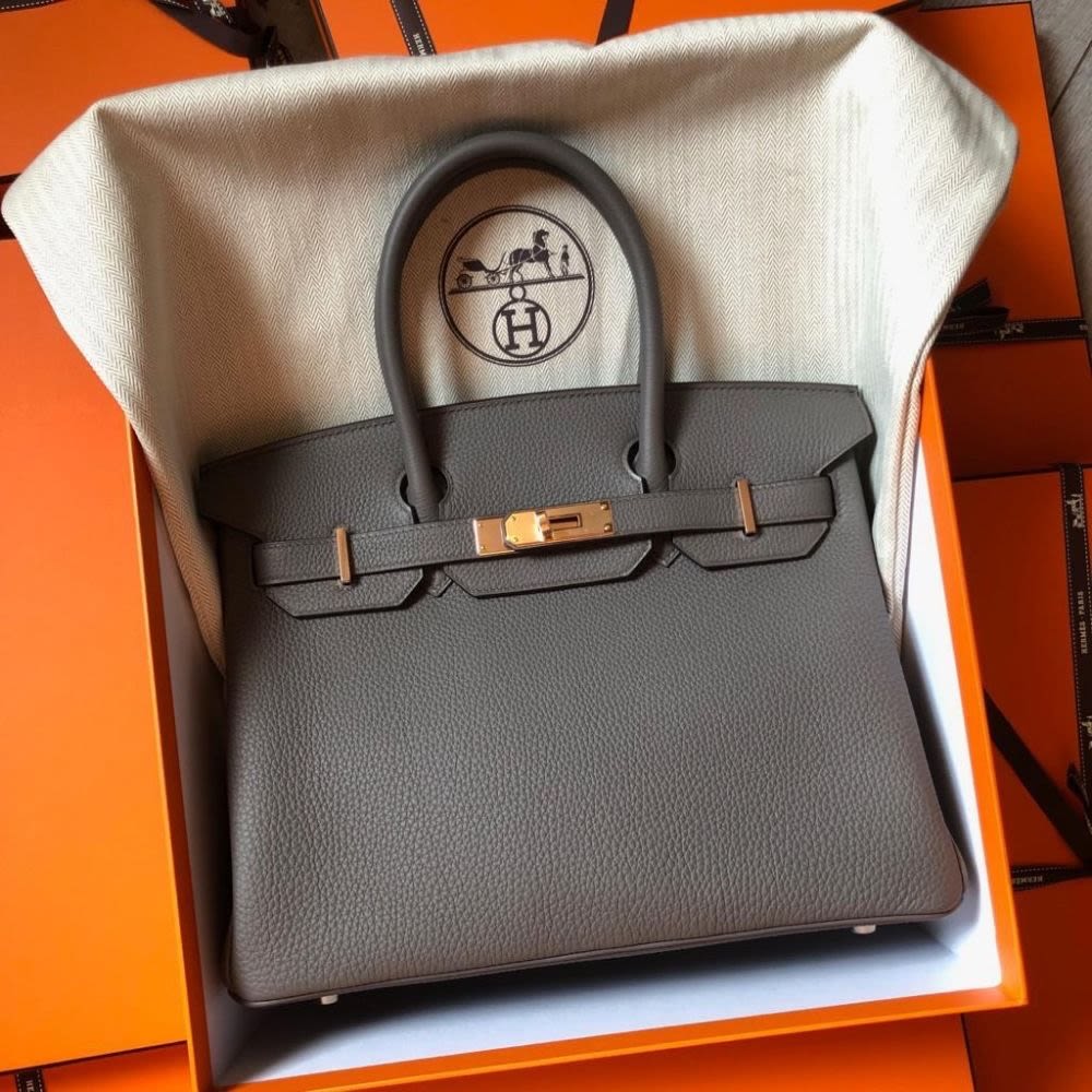 Hermès Birkin 30 Gris Etain Togo Rose 