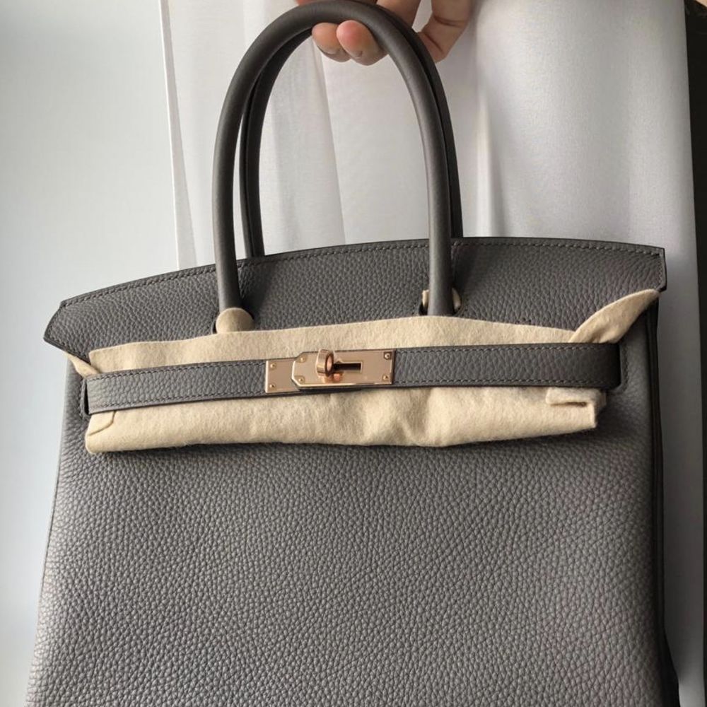 Hermès Birkin 30 Gris Etain Togo Rose Gold Hardware RGHW — The French ...