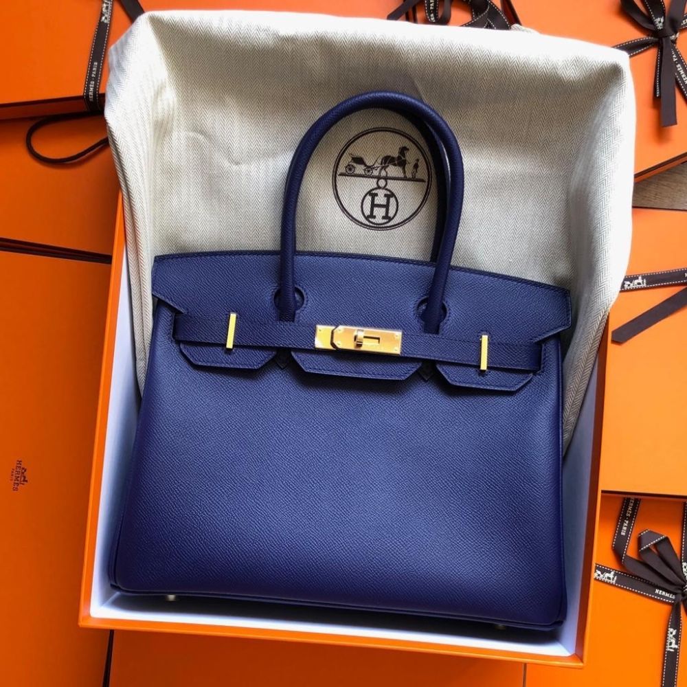 Hermès Birkin 30 Bleu Encre Epsom Gold 