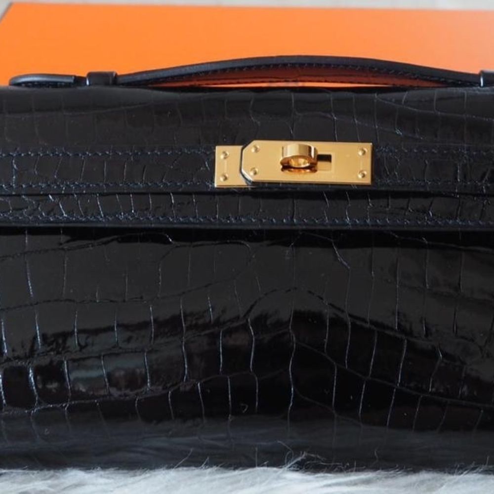 hermes kelly cut black