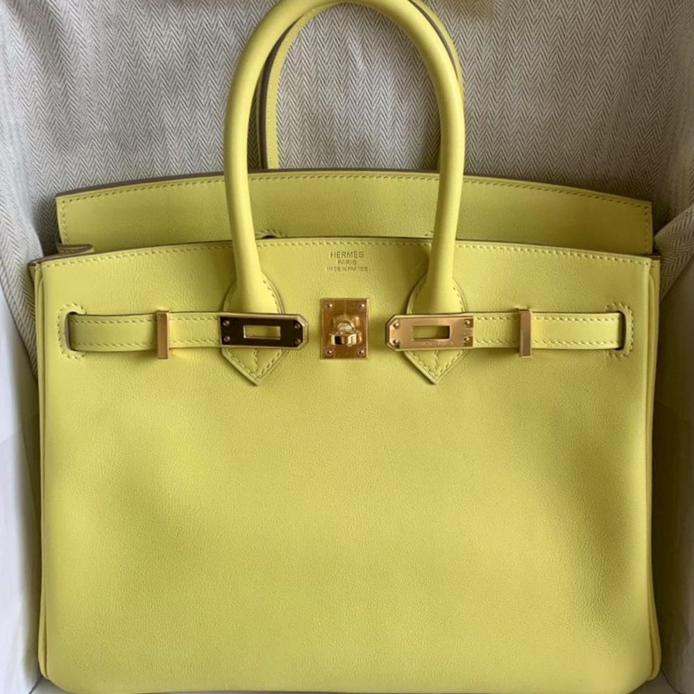 Pre-owned Hermes Birkin Hss 25 Bag Lime / Kiwi Palladium Hardware Chevre  Leather In Yellow