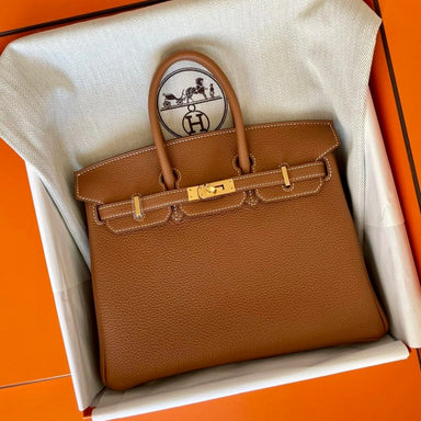 Hermes Gold Brown Togo Gold Hardware Birkin 30 Handbag Bag