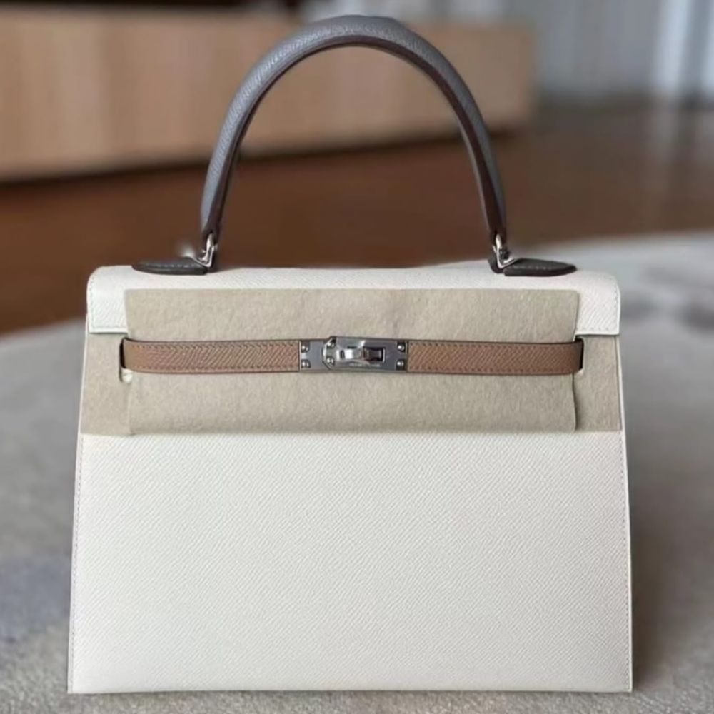 Hermès Kelly Limited Edition 25 Nata/Chai/Gris Meyer Sellier Epsom Pal ...