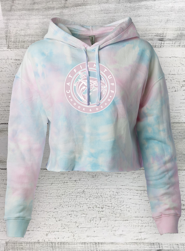 Catfish Tuff - Tie Dye Ladies Crop Hooded Pullover - Circle Series - C ...