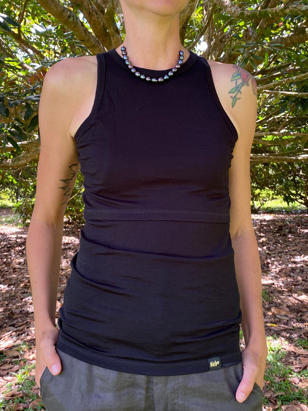 BREASTFEEDING TANK TOP - anthracite – Baby in Merino