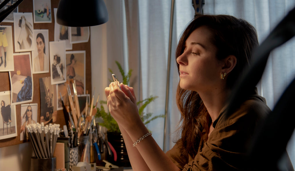 Anna Laskin Designer Art Director in her studio