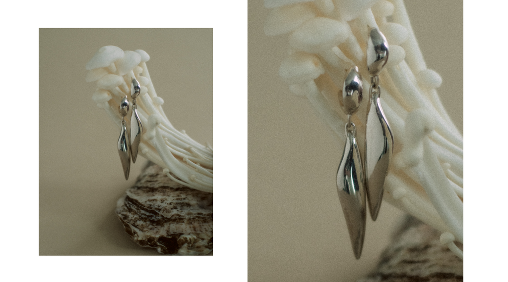 Petal Drop Silver Sculptural Organic Earrings
