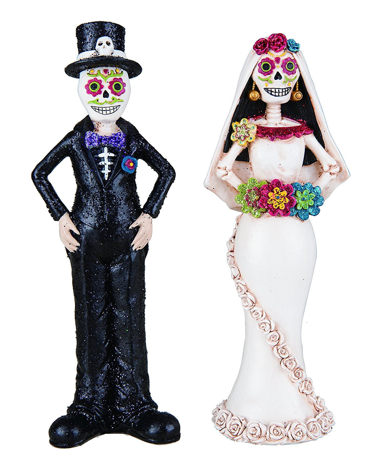 Standing Skeleton Day Of The Dead Bride And Groom Couple Colorful Hall One Holiday Way