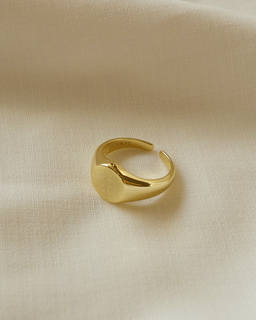 925 Sterling Silver - Gold Signet Ring | Katherynloche