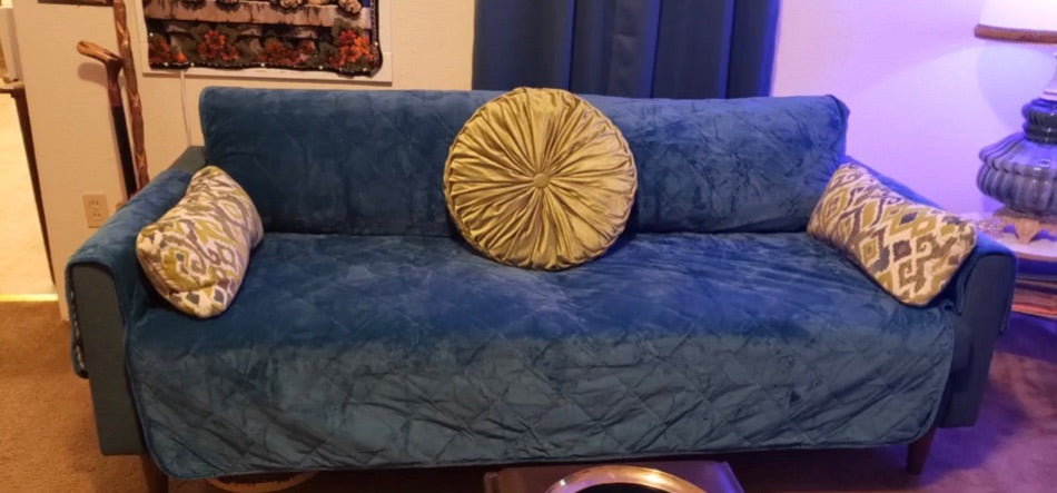 Quilted Velvet Couch Cover