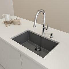 BOCCHI Campino Uno 27" Concrete Gray Single Bowl Dual-Mount Granite Composite Sink