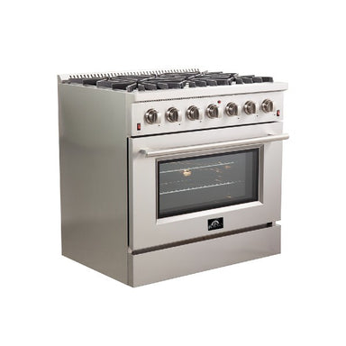 Forno Capriasca - Titanium Professional 48 Freestanding Dual Fuel Electric 240V Door Oven Range, Red