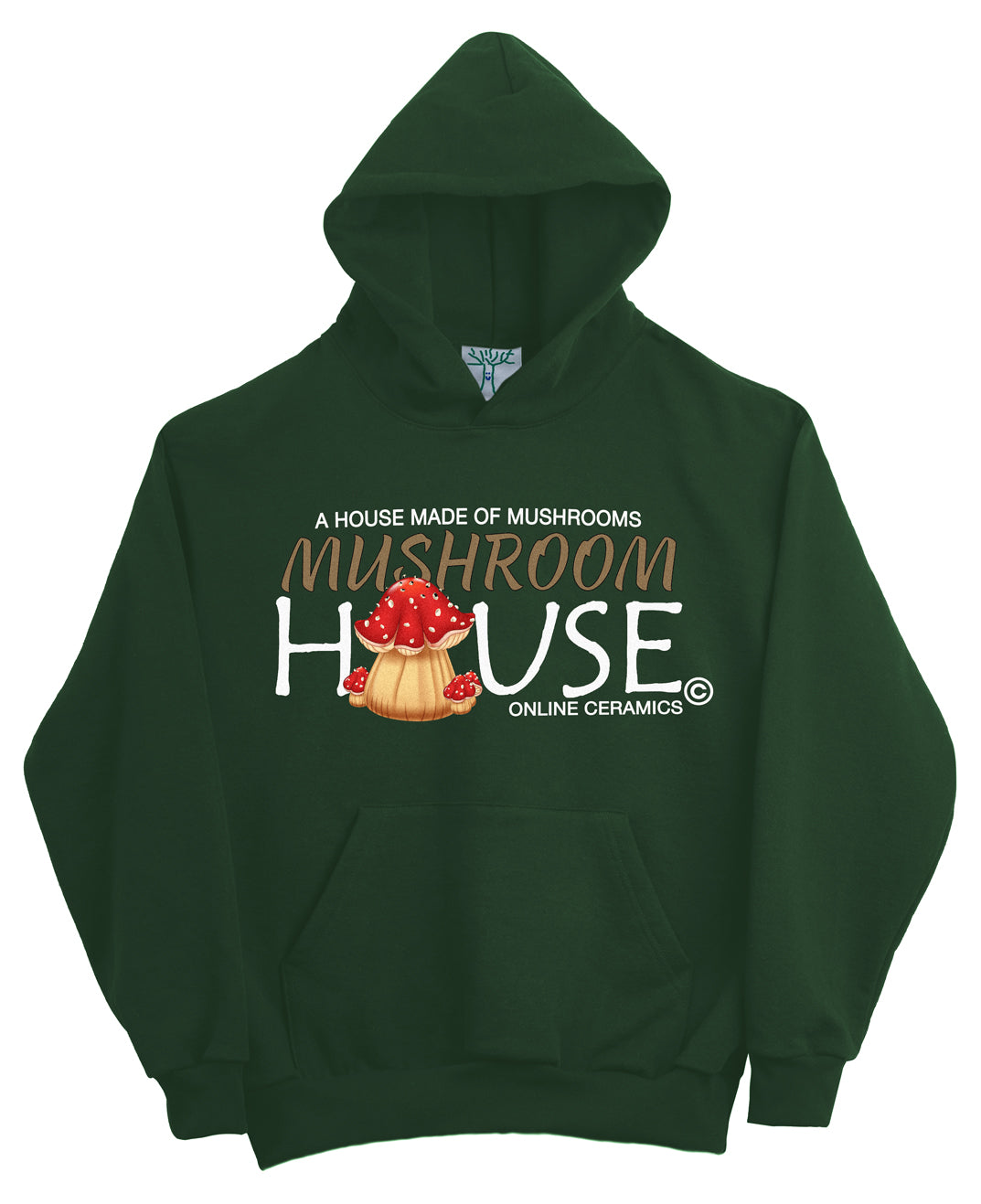 Online Ceramics A House Made of Mushrooms Logo (14oz Heavy Fleece)