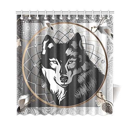 Graphic Wolf Home Bath Decor Dreamcatcher Polyester Fabric Shower Cur Zenzzle